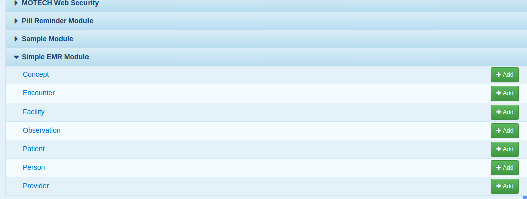 MDS Demo - data browser, entity list